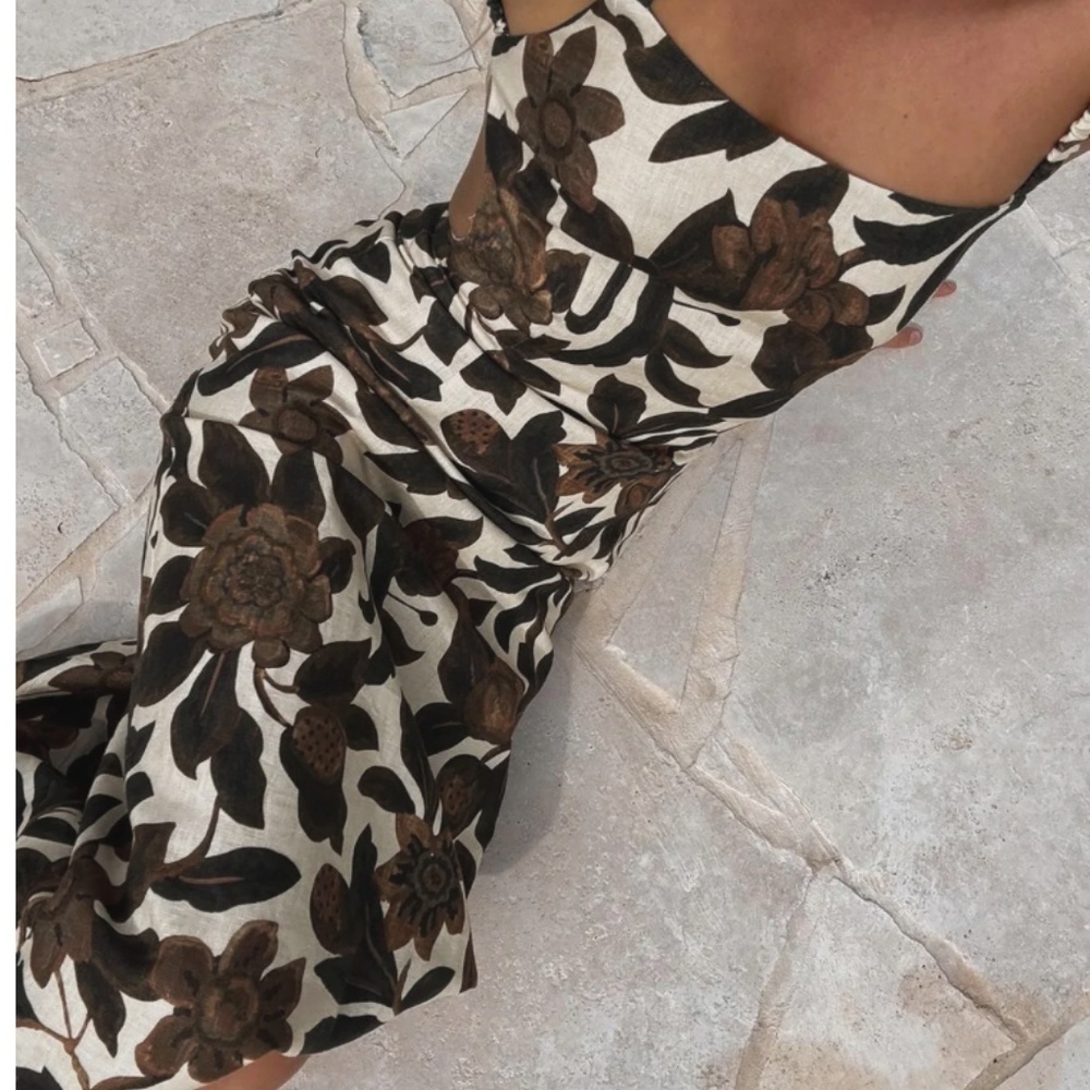 Backless Print Split Zipper Dress
